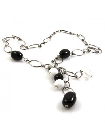 Collana pietre dure donna catena in acciaio