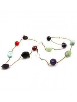 Collana pietre dure donna catena in acciaio