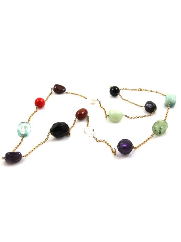 Collana pietre dure donna catena in acciaio