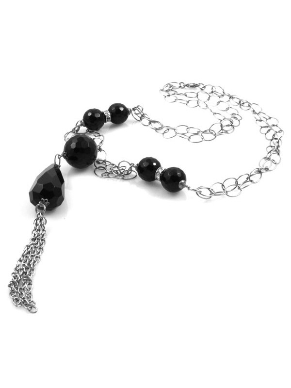 Collana pietre dure donna catena in acciaio