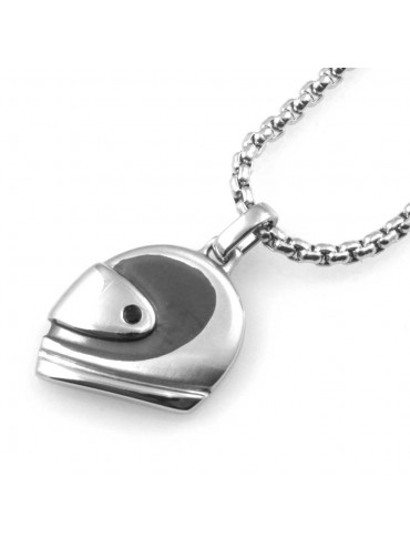 Collana uomo con ciondolo casco da moto in acciaio