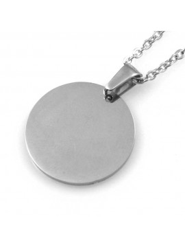 Collana ciondolo tondo in acciaio ottimo per incisioni