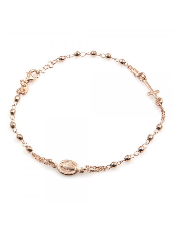 bracciale rosario uomo donna in argento 925 ramato