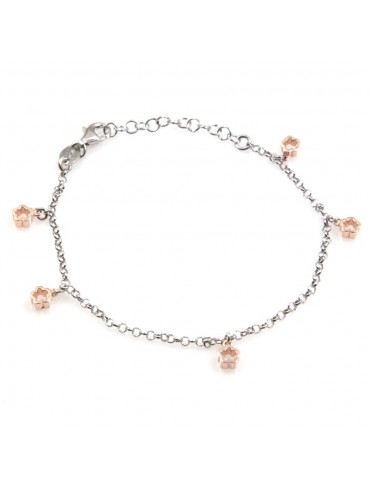 bracciale donna con ciondoli fiorellini in argento 925
