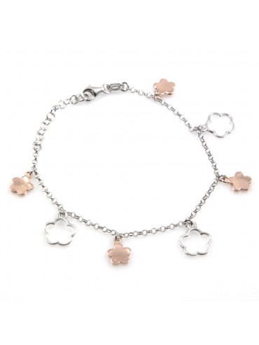 bracciale donna con ciondoli fiorellini in argento 925