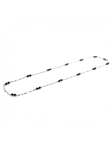 Collana in acciaio con bicono swarovski nero