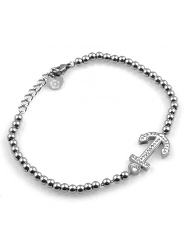 bracciale donna con ancora in acciaio e strass
