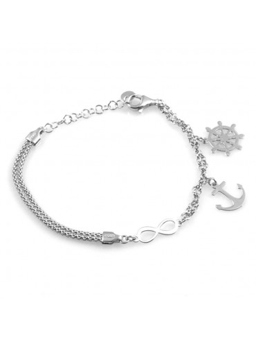bracciale donna con ancora e timone infinito simbolo in argento 925