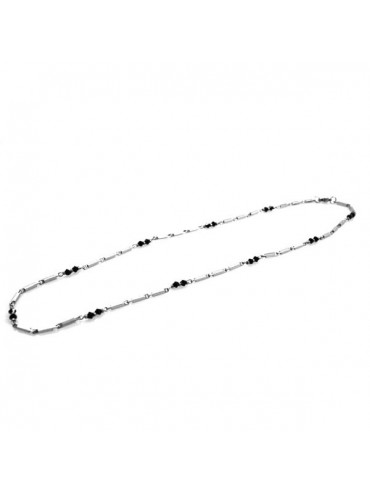 Collana in acciaio con bicono swarovski nero