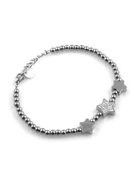 bracciale donna con ciondoli stelle o stelline in acciaio e strass