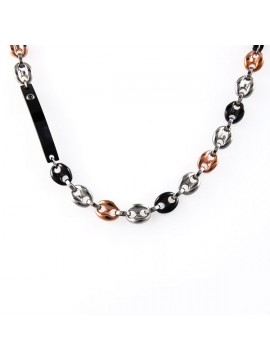 Collana uomo in acciaio maglia marinara a tre colori