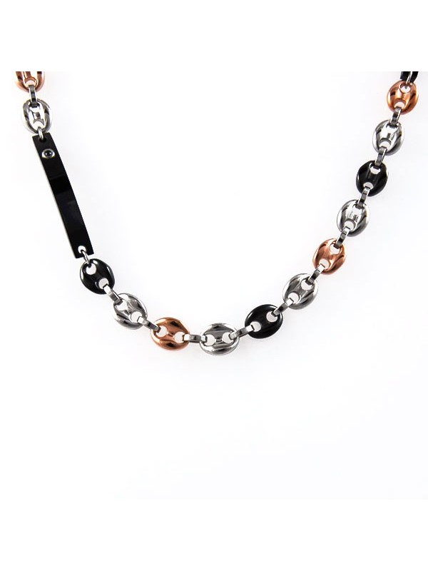 Collana uomo in acciaio maglia marinara a tre colori