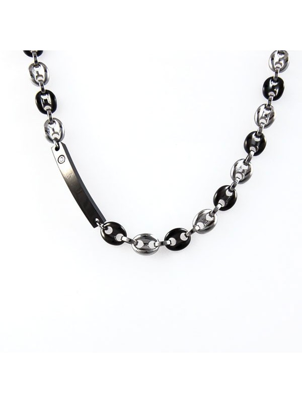 Collana uomo in acciaio maglia marinara bicolore