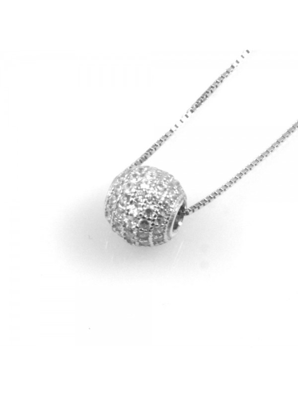 collana donna palline sfera ciondolo in argento 925 e strass