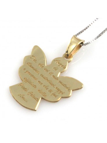 collana donna angelo custode preghiera in argento 925 dorato