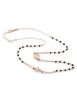 collana rosario uomo donna in argento 925 ramato e strass