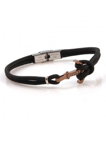 Bracciale ancora uomo in acciaio e cordoncino bcc2464