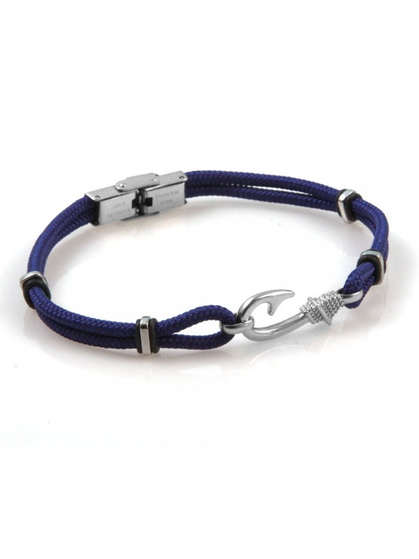 bracciale con amo da pescatore in acciaio e cordoncino bcc1602