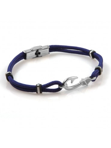 bracciale con amo da pescatore in acciaio e cordoncino bcc1602