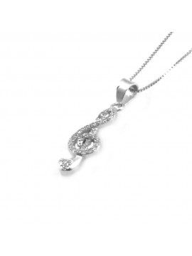 collana con chiave di sol violino ciondolo pendente in argento 925 - cll1810