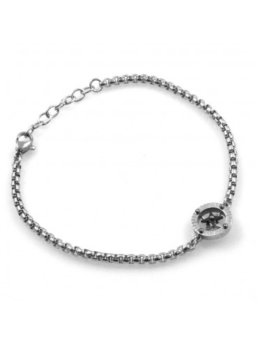 bracciale uomo con rosa dei venti in acciaio inossidabile