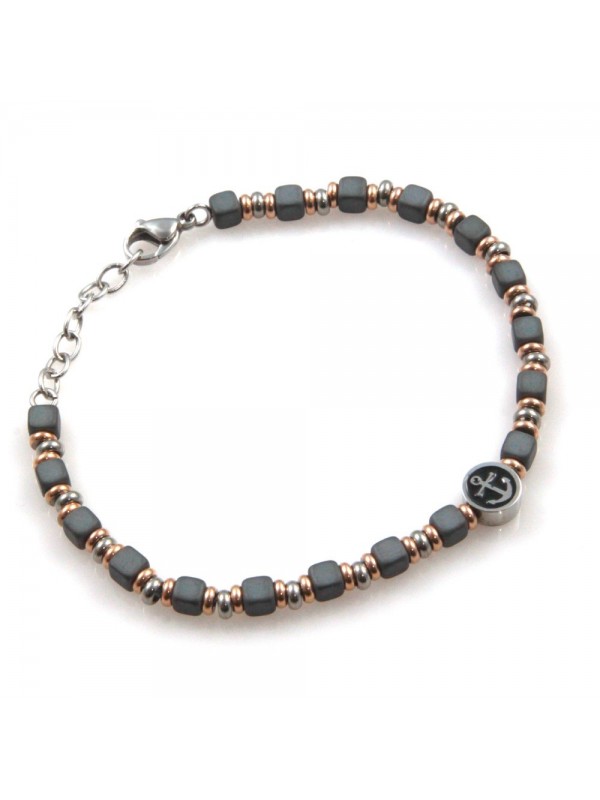 bracciale uomo con ancora in acciaio inossidabile e grafite
