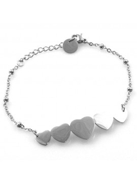 bracciale donna tema cuori in acciaio