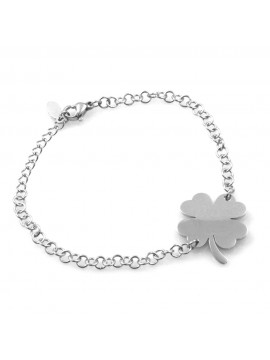 bracciale donna con quadrifoglio in acciaio ottimo da personalizzare con incisione