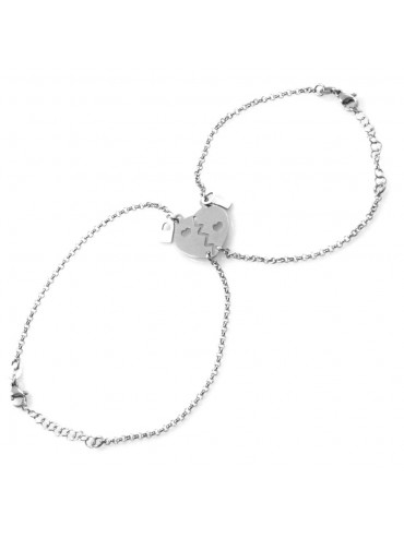 bracciale per coppie fidanzati innamorati cuore che si spezza o divide in acciaio