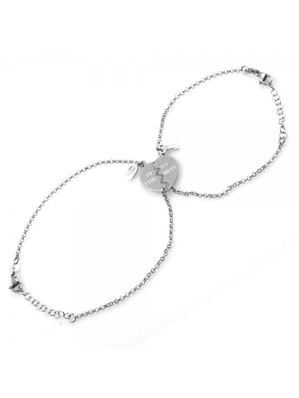 bracciale per amici cuore che si spezza o divide best friends in acciaio