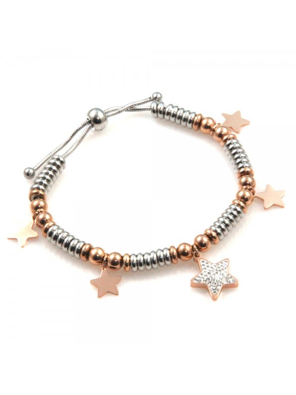 bracciale donna con stella e stelline in acciaio bicolore bcc2526