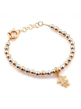 bracciale donna con bebe bimba in bronzo bicolore e strass bcc2531