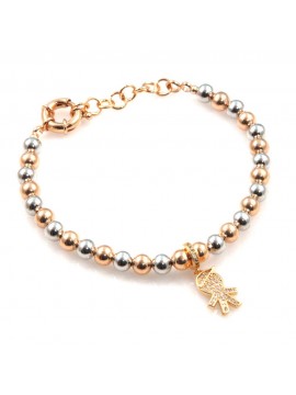 bracciale donna con bebe bimbo in bronzo bicolore e strass bcc2532