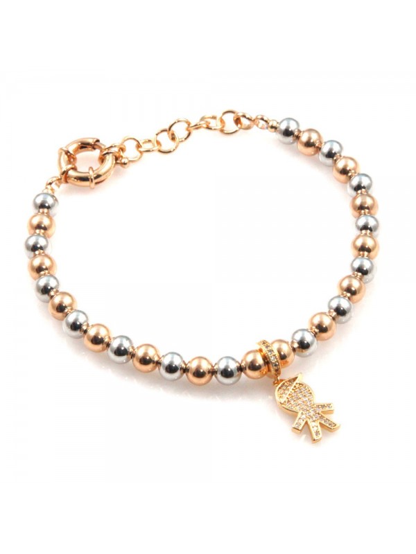 bracciale donna con bebe bimbo in bronzo bicolore e strass bcc2532