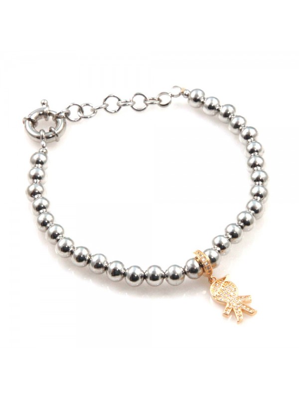 bracciale donna con bebe bimbo in bronzo bicolore e strass bcc2535