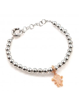 bracciale donna con bebe bimba in bronzo bicolore e strass bcc2536