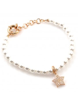 bracciale donna con stellina in bronzo perle e strass bcc2537