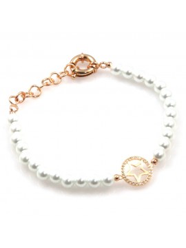 bracciale donna con stellina in bronzo perle e strass bcc2538