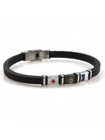 bracciale uomo con ancora e smalti in acciaio e caucciu bcc2555