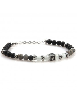 bracciale uomo con timone in acciaio e pietre bcc2569