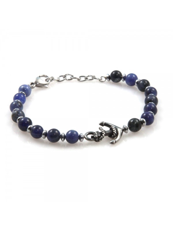 bracciale uomo con ancora in acciaio e pietre bcc2574