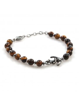 bracciale uomo con ancora in acciaio e pietre bcc2575