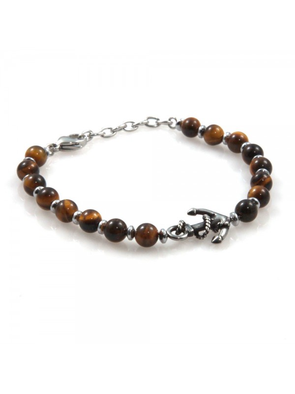 bracciale uomo con ancora in acciaio e pietre bcc2575
