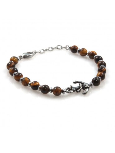 bracciale uomo con ancora in acciaio e pietre bcc2575