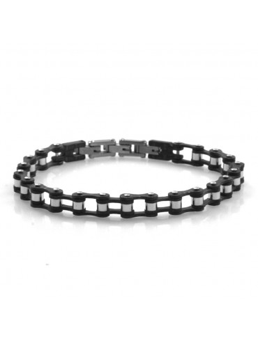 bracciale catena moto bici uomo acciaio e carbonio bcc2610