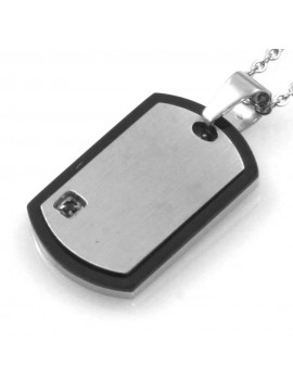 collana uomo ciondolo piastra per incisioni in acciaio bicolore nero cll1834