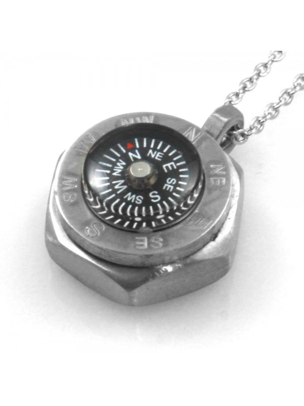 collana uomo ciondolo bussola marinara in acciaio cll1837