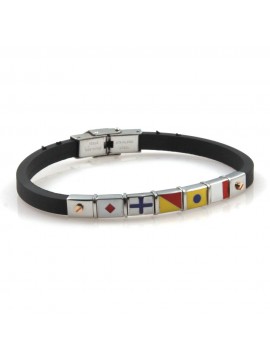 bracciale con bandiere in acciaio e caucciu bcc1792
