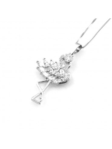 collana con fenicottero donna in argento 925 catena da cm 42 cll1849