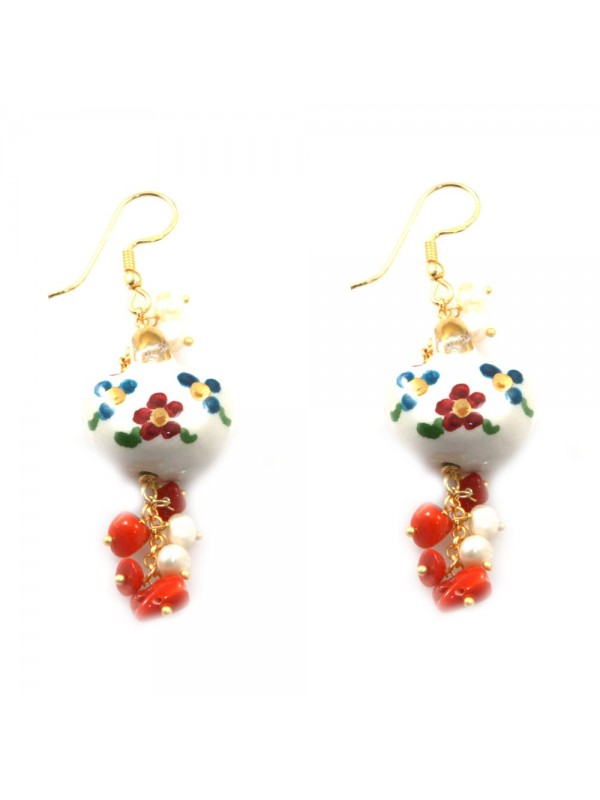 Orecchini coffa panaro in ceramica di caltagirone sicilaini sicilia occ0008